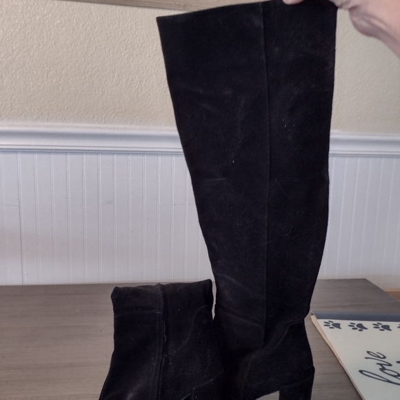 ZARA BLACK SUEDE BOOTS OVER THE KNEE N.W.O.T - Picture 5 of 5